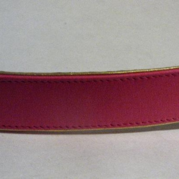 Emanuel Ungaro Hot Pink Leather Gold Piping Belt